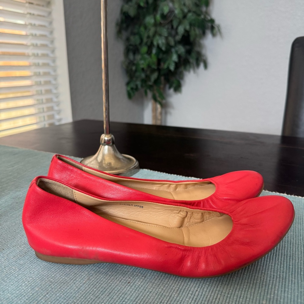 J. Crew Ballet Flats Leather Coral Pink Size 8.5 - Picture 2 of 6
